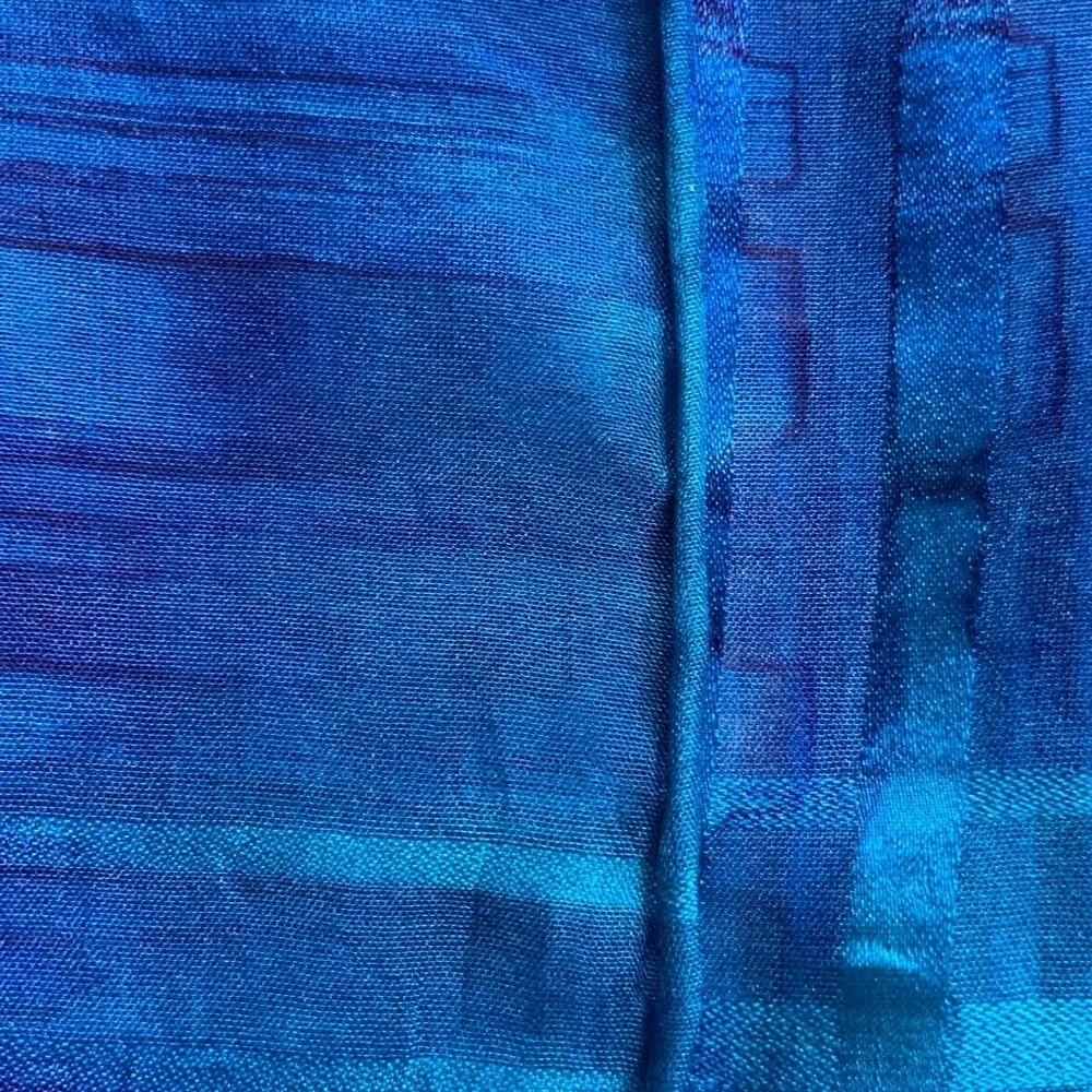 Blue silk plaid scarf